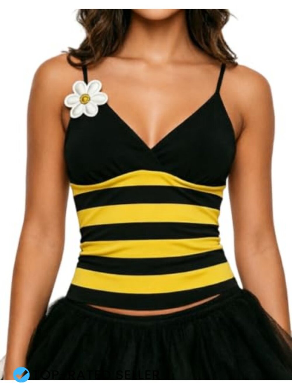 Y2K Strapless Tube Top Daisy Bee Ladybug Print Tank Costume Crop Top